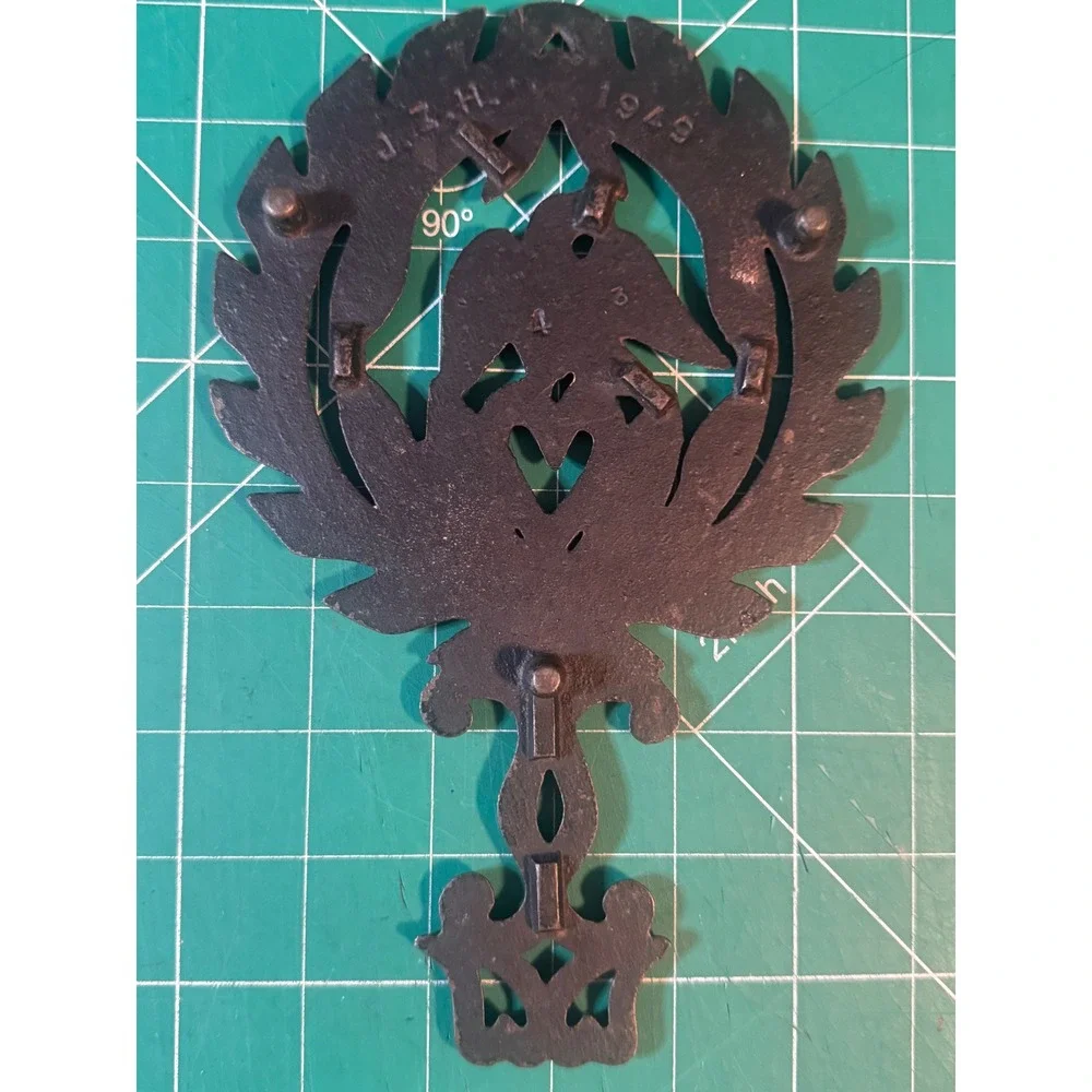 Cast Iron Trivet Eagle Heart Laurel Wreath Vintage JZH 1949 Patriotic Americana